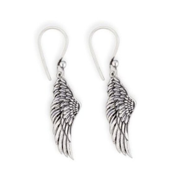 MYRA BAG Silver Angel Wing Dangle Earrings Spiritual‎ Jewelry Women NWT - Picture 1 of 2